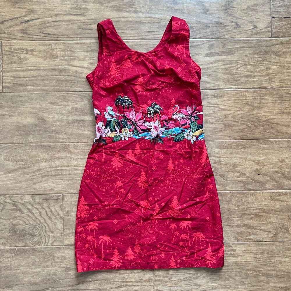 Hawaii Hangover Dress Size S Red Christmas Santa Hula Flamingo Sleeveless